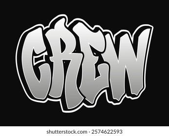 Crew word trippy psychedelic graffiti style letters. Vector hand drawn doodle cartoon logo Crew illustration. Funny cool trippy letters, fashion, graffiti style print t-shirt, poster concept