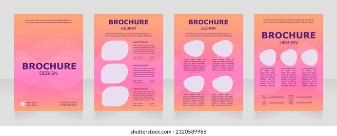 Crewed Moon landing program blank brochure design. Spacecraft. Template set with copy space for text. Premade corporate reports collection. Editable 4 paper pages. Arial Black, Regular fonts used