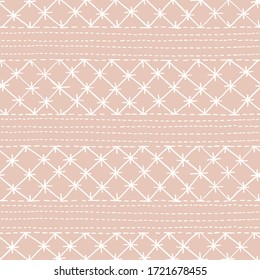 Crewel Embroidery Lace Needlework Vector Seamless Pattern. Hand Drawn Traditional Jacobean Sewing Stitches Print. Classic English Craft Linen Background for Fashion, Textiles, Home Decor