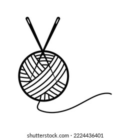 Crewel knitting hobby wool icon | Black Vector illustration |