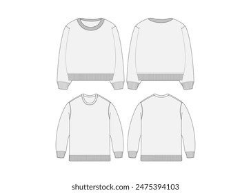 Men’s Crewneck Sweatshirt Mockup - Long Sleeve Apparel Vector Template - Crewneck Sweater Design - Streetwear Winter Warm Clothing Crewneck Sweatshirt Mockup Template Men Crewneck Apparel Vector