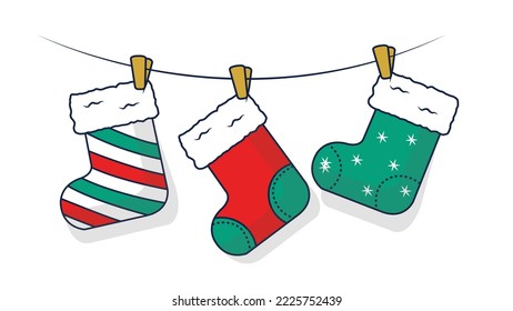 Crhristmas Shock Decoration Vector On White Background. Vector Illustration