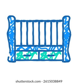 crib bed for little child doodle icon sketch vector. crib bed for little child sign. isolated symbol illustration
