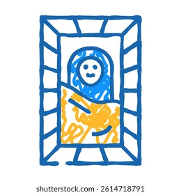 crib bed for newborn baby doodle icon sketch vector. crib bed for newborn baby sign. isolated symbol illustration
