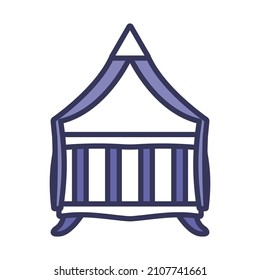 Cuna Con Icono De Canopy. Contorno de negrita editable con diseño de relleno de color. Ilustración vectorial.