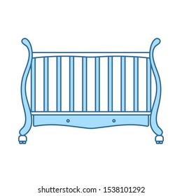 Krippe mit Canopy-Symbol. Einfach mit dem Design der blauen Füllung übereinstimmen. Vektorgrafik.