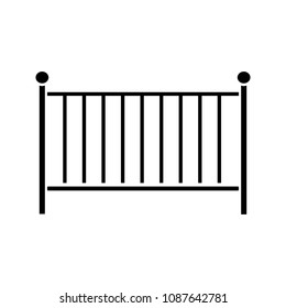 Crib glyph icon. Cradle. Baby cot bed. Silhouette symbol. Negative space. Vector isolated illustration