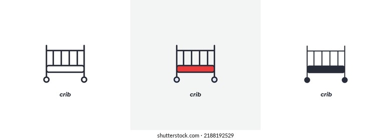 crib icon. Line, solid and filled outline colorful version, outline and filled vector sign. Idea Symbol, logo illustration. Vector graphics