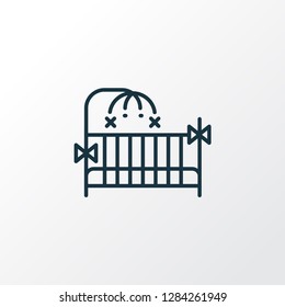 Crib icon line symbol. Premium quality isolated cot element in trendy style.