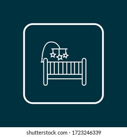 Crib icon line symbol. Premium quality isolated cot element in trendy style.