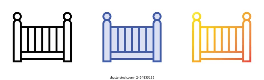 crib icon. Linear, Blue Fill and Gradient Style Design Isolated On White Background