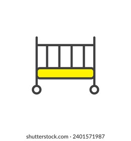 icono de cuna. inicio de sesión para concepto móvil y diseño web. Icono de vector de contorno. Símbolo, ilustración del logotipo. Gráficos vectoriales