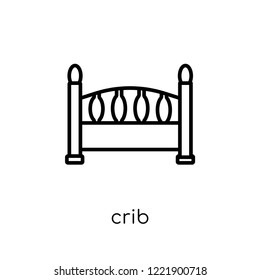 crib icon. Trendy modern flat linear vector crib icon on white background from thin line Furniture and household collection, outline vector illustration