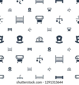 crib icons pattern seamless white background. Included editable filled playpen, baby toy, baby bed, bed mobile icons. crib icons for web and mobile.