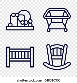 Crib icons set. set of 4 crib outline icons such as baby bed, baby toy