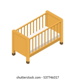 crib Isometric Vector Illustración creada para móviles, web, decoradores, productos de impresión, aplicación en fondo blanco