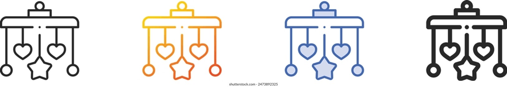 crib mobile icon.Thin Linear, Gradient, Blue Stroke and bold Style Design Isolated On White Background