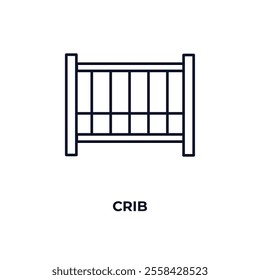 crib  outline icon. Linear vector from furniture concept. Thin line crib  icon isolated on white background