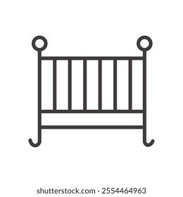 Crib thin liner icon vector.