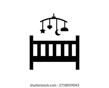Icono del juguete de la cuna aislado en el fondo blanco.