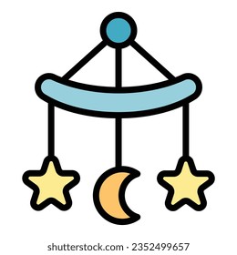 Crib toy icon outline vector. Kid care. Baby infant color flat