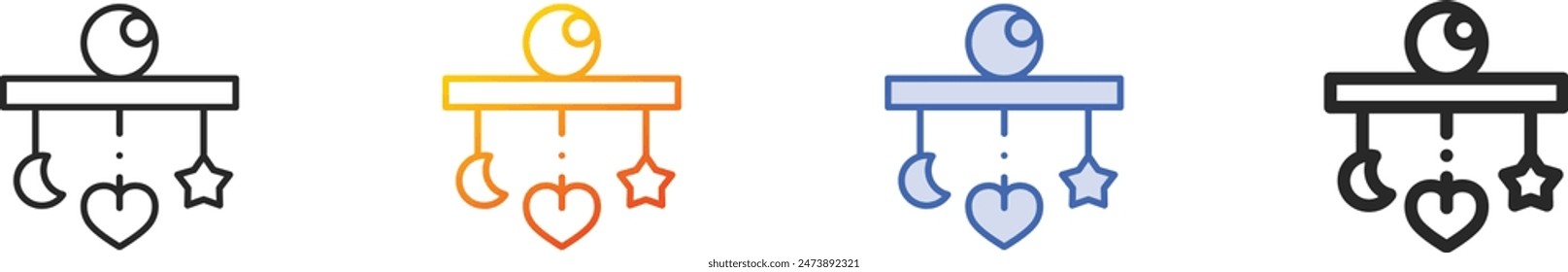 crib toy icon.Thin Linear, Gradient, Blue Stroke and bold Style Design Isolated On White Background
