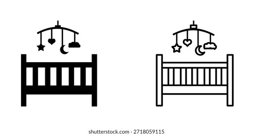 Icono del sistema del juguete de la cuna aislado en el fondo blanco.
