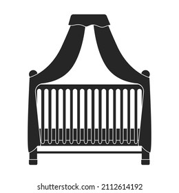 Icono de vector de cuna.Icono de vector negro aislado en cuna de fondo blanco.