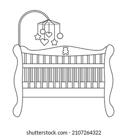 Crib vector icon.Outline vector icon isolated on white background crib.