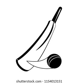 Crickect racket and ball in black and white