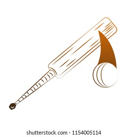 Crickect racket and ball orange lines