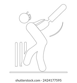 Cricker player vector line art eps
