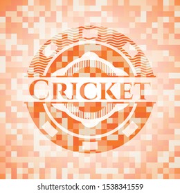 Cricket abstract orange mosaic emblem with background
