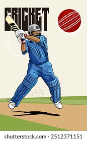 cricket athlete player hitting illustration backgound design vector