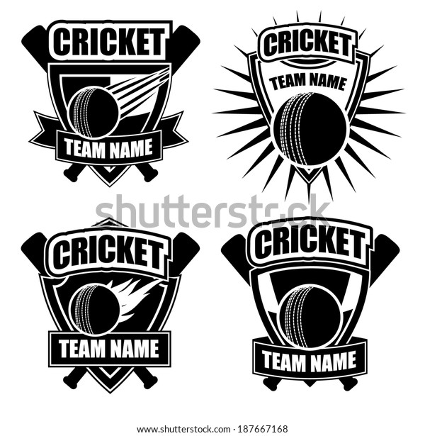 Cricket Badge Icon Symbol Set Eps Stock Vector (Royalty Free) 187667168
