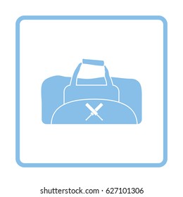 Cricket bag icon. Blue frame design. Vector illustration.