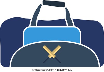 Cricket Bag Symbol. Flaches Farbdesign. Vektorgrafik.