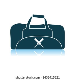 Icono de la bolsa de cricket. Diseño de reflexión de sombra. Ilustración vectorial.