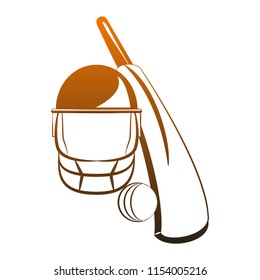 Cricket ball and bat with helmet orange lines