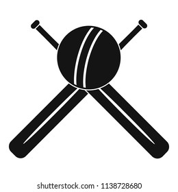 Cricket ball and bats logo. Simple illustration of cricket ball and bats vector logo for web design isolated on white background