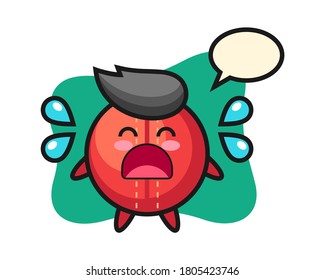 Cricket ball cartoon with crying expression