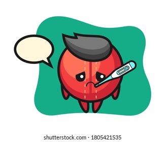 Cricket ball cartoon with fever condition