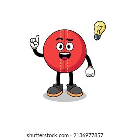 cricket ball cartoon with get an idea pose , character design