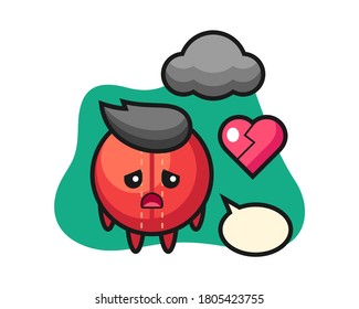Cricket ball cartoon has a broken heart