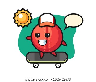 Cricket ball cartoon ride a skateboard