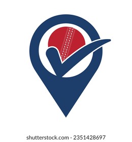 Diseño del logo vectorial de la verificación de la bola de cricket.	
