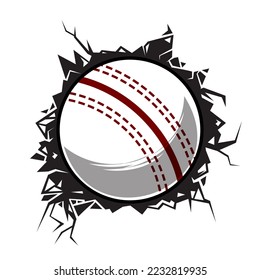 cricket ball cracked wall. cricket club graphic design logos or icons. vector illustration.
