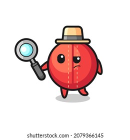 cricket ball detective character is analyzing a case , cute style design for t shirt, sticker, logo element