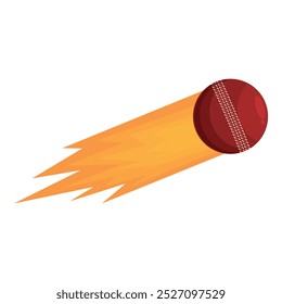 Cricket ball with a fiery trail representing its speed and power