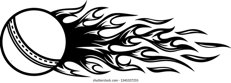 Cricket Ball Fire Motion Effect With Hot Burning Flames